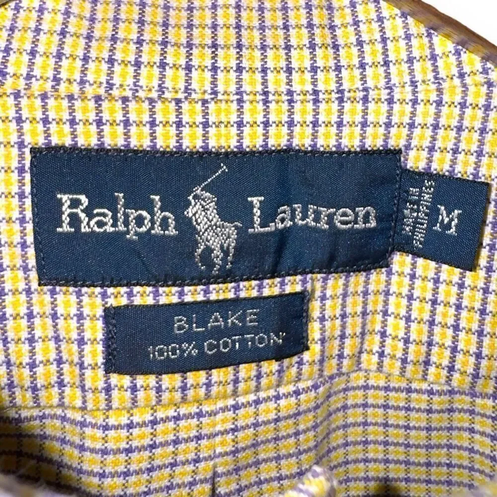 Polo Ralph Lauren Yellow & Purple Flesh Pony S/S Oxford Button Down Shirt M